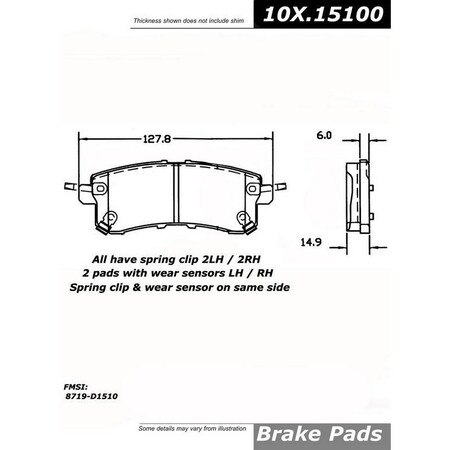 Centric Parts EXT WEAR BRAKE PAD W/HARDWARE 106.151